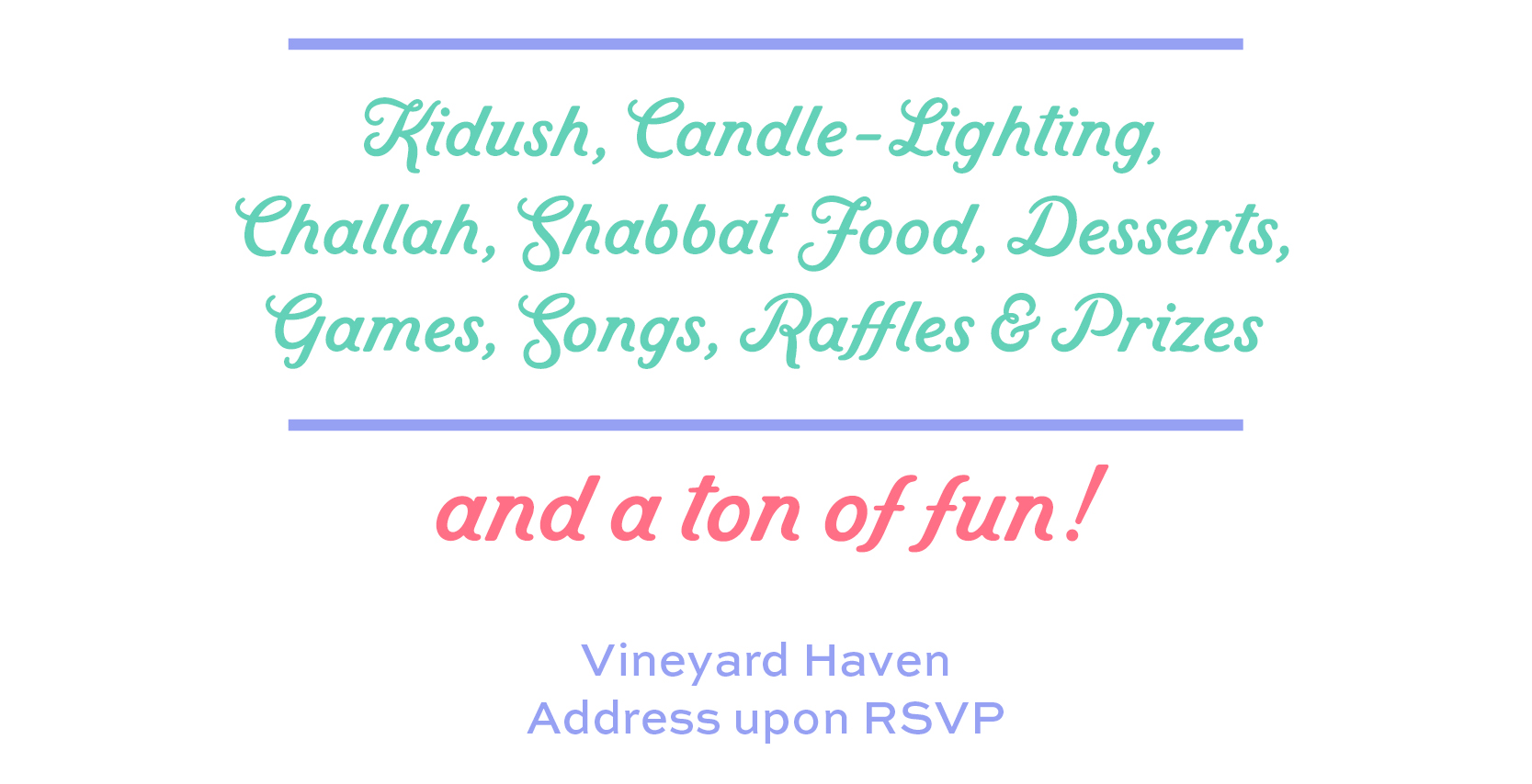 Kids Shabbat Dinners Martha's Vineyard