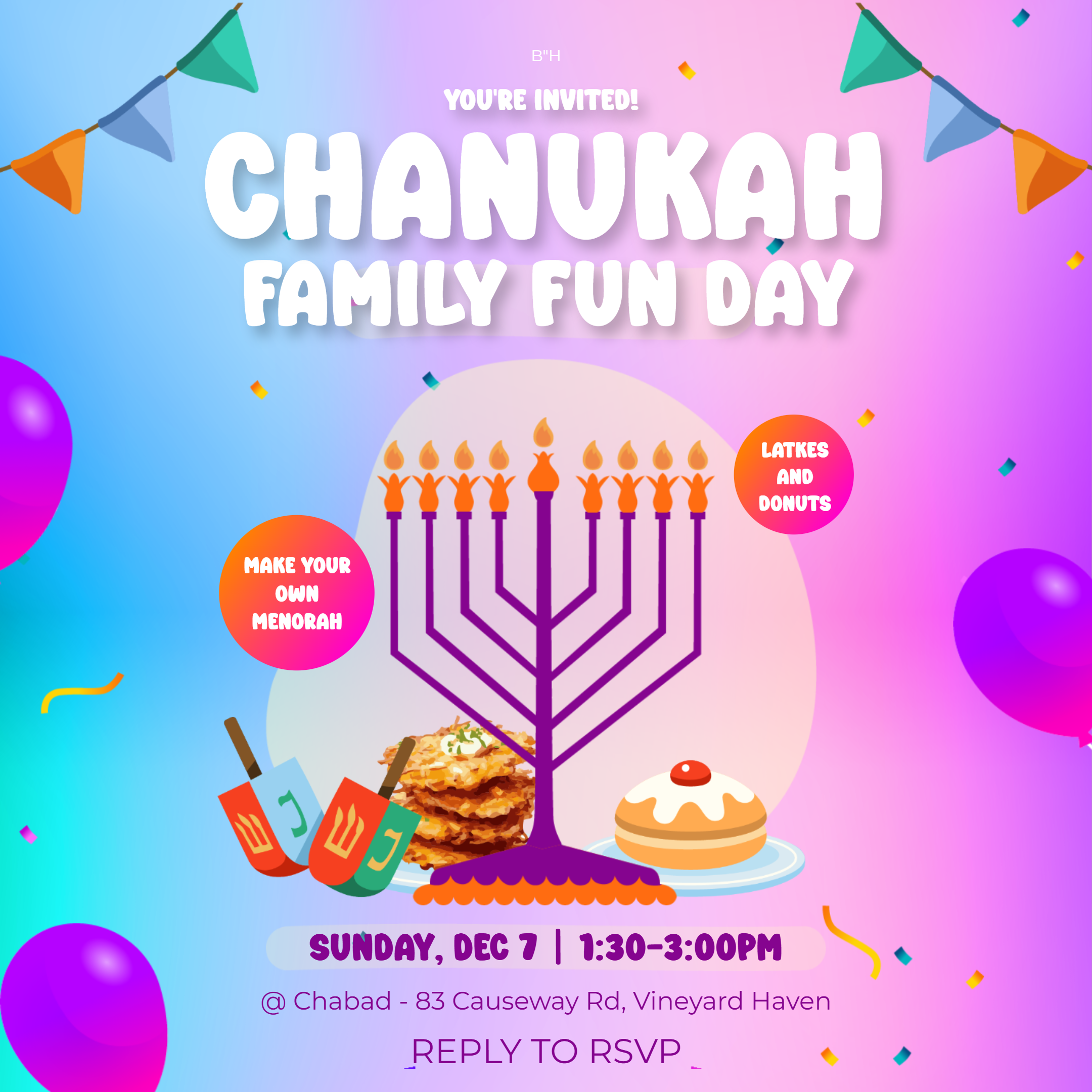 Chanukah Kids Fun Martha's Vineyard